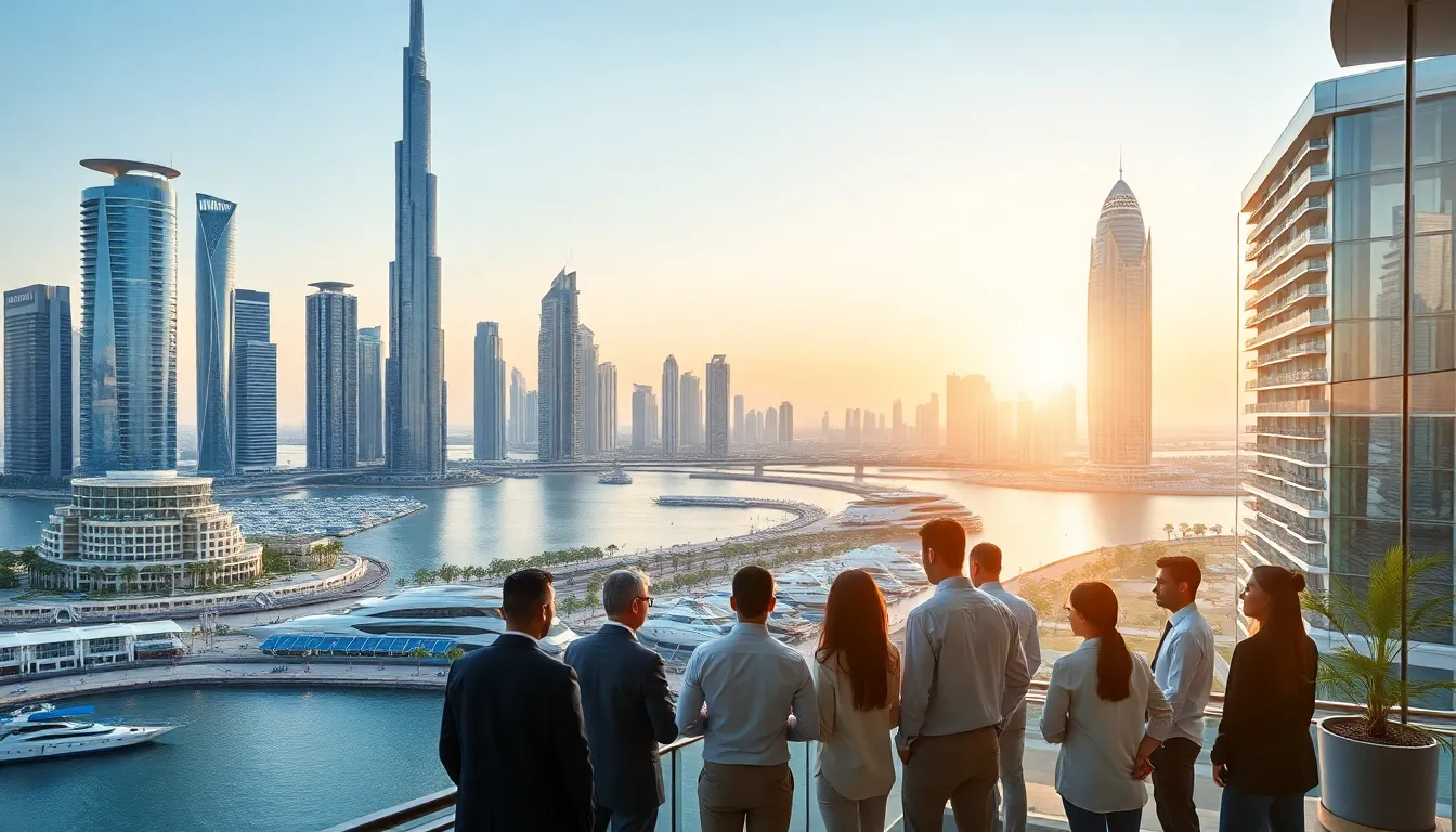 Dubai real estate market showcasing luxury properties and a modern skyline.