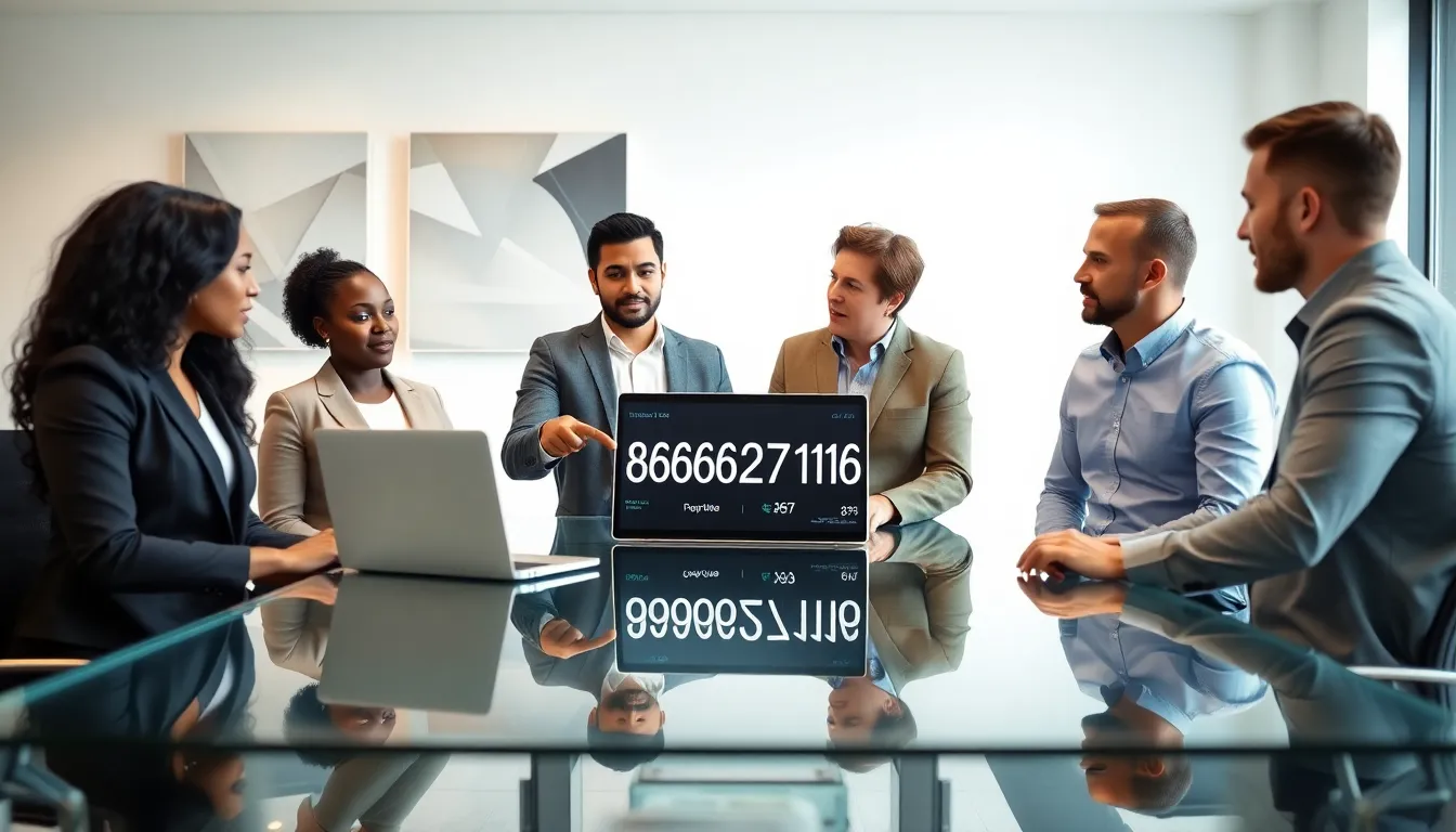diverse professionals discussing data in a modern office.