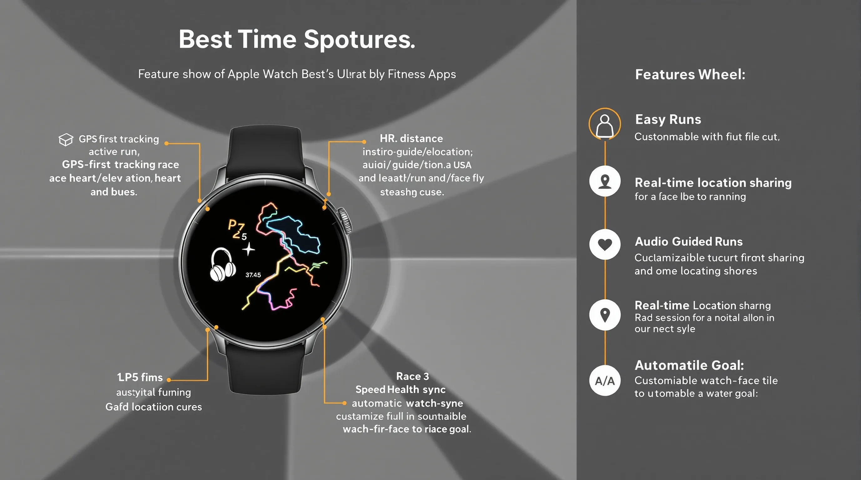 Apple Watch spotlight infographic showing Nike Run Club features and training path.