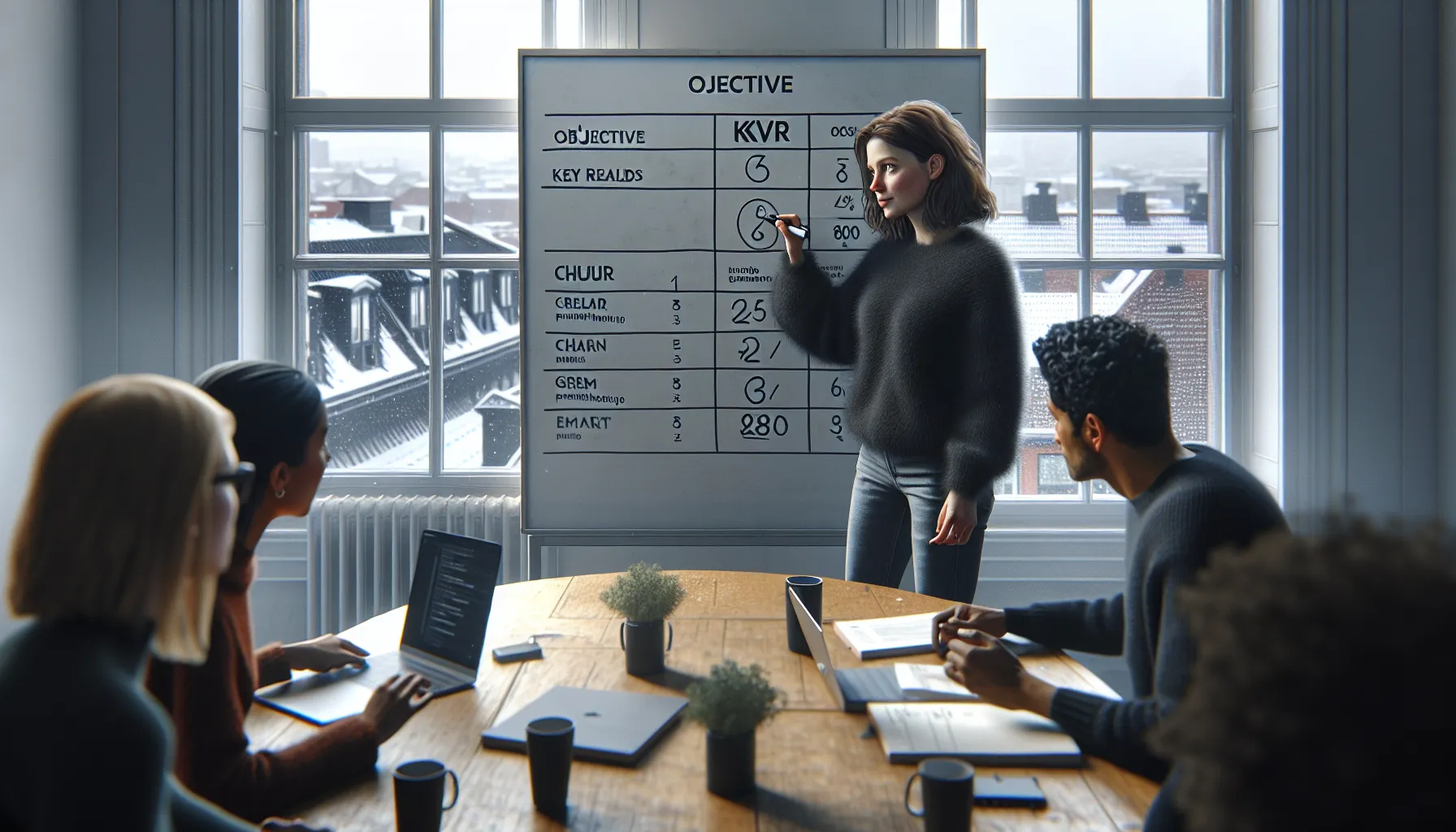 De vanligste utfordringene i oppstartsbedrifter – og hvordan løse dem 2 Norwegian startup team defines okrs and priorities on a whiteboard.