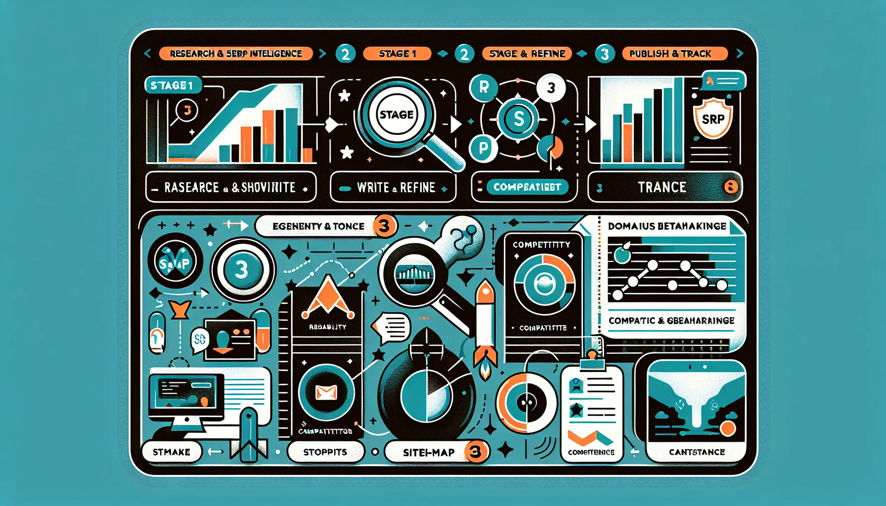Three-panel UK content optimizer: SERP analysis, readability guidance, briefs and integrations.