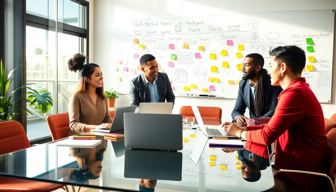 diverse team collaborating on budget-friendly event planning ideas.