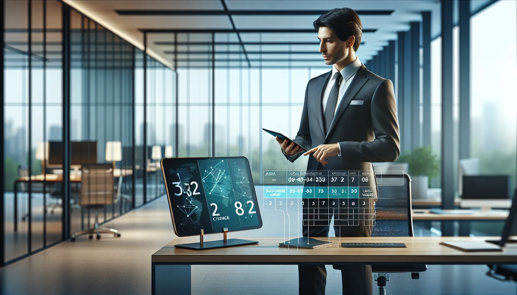 consultant explaining phone number structure in a modern office.