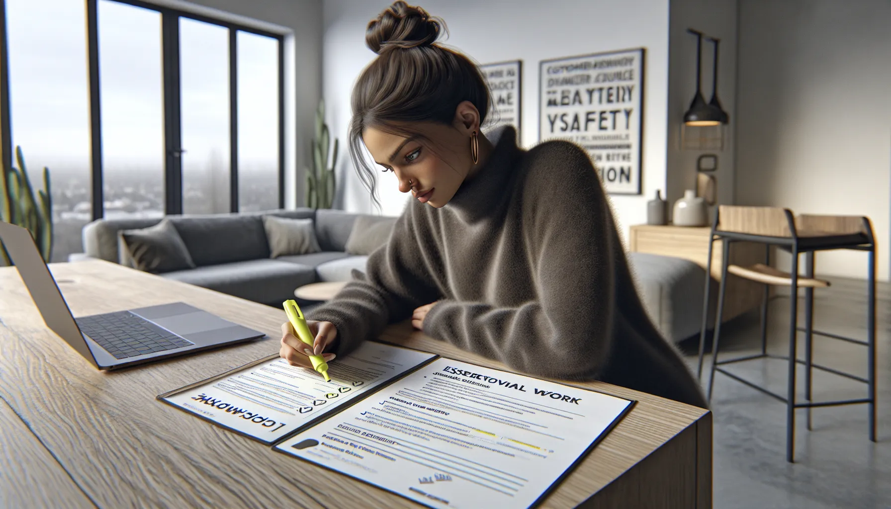 Norwegian professional highlights a job ad while researching employer culture online.