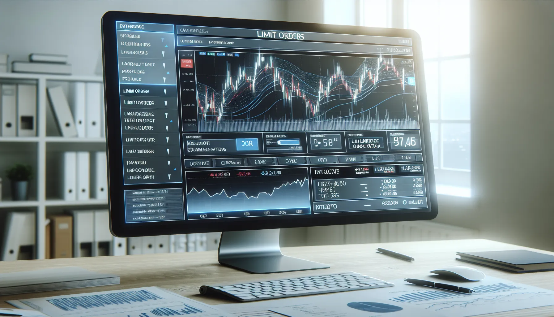 A financial trading interface displaying highlighted limit order features.