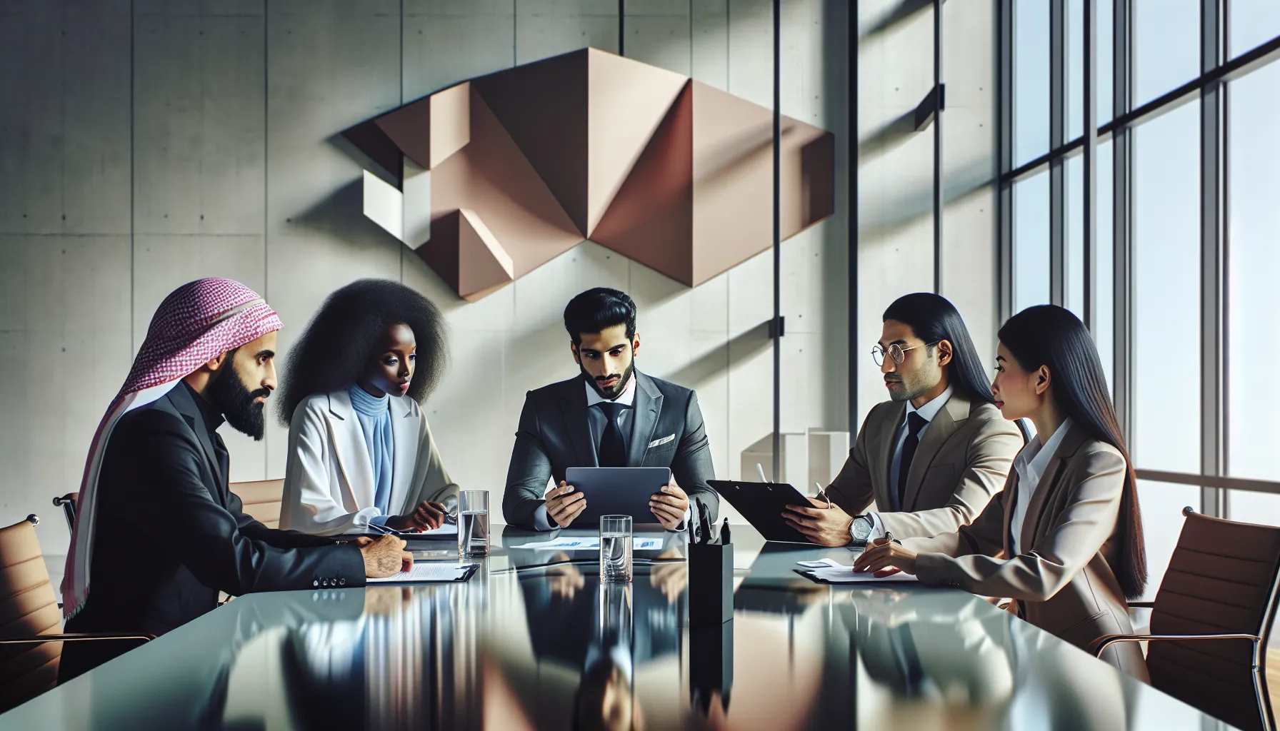 diverse professionals discussing the concept of glorrkimm in a modern office.
