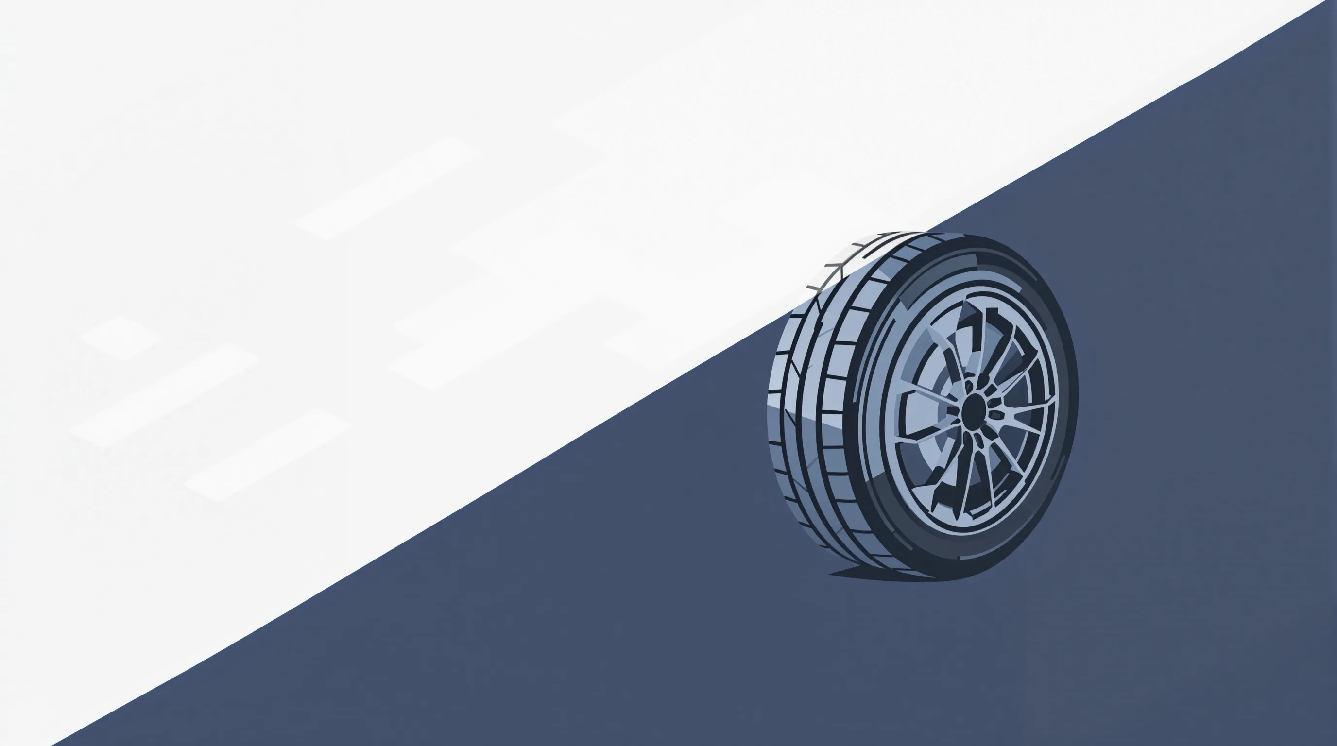 A minimalist tire on split background showing dry and wet road surfaces.