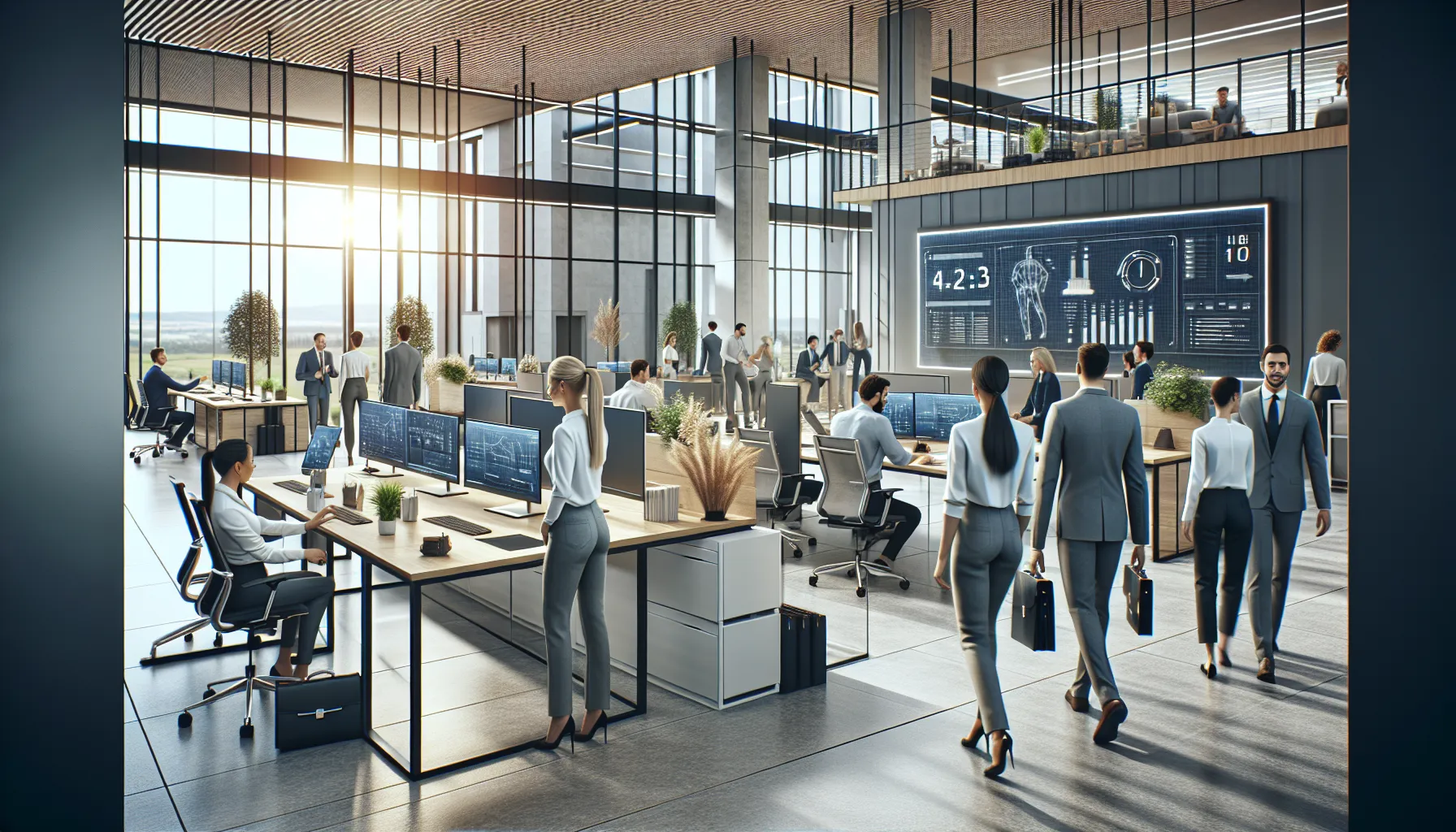 Croatian professionals transitioning between two work shifts in modern office environment