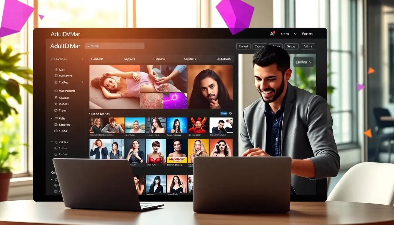 A modern digital dashboard of the AdultDVDMar platform.