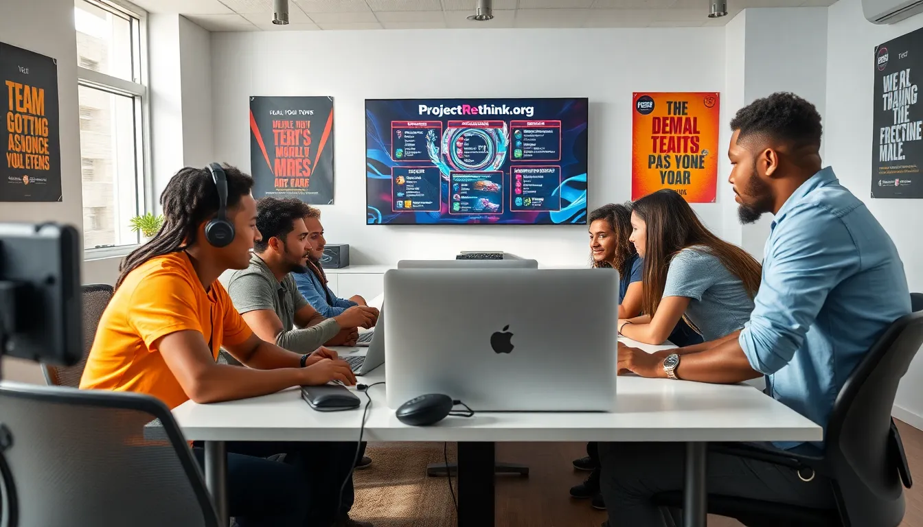 diverse esports team collaborating in a modern office.