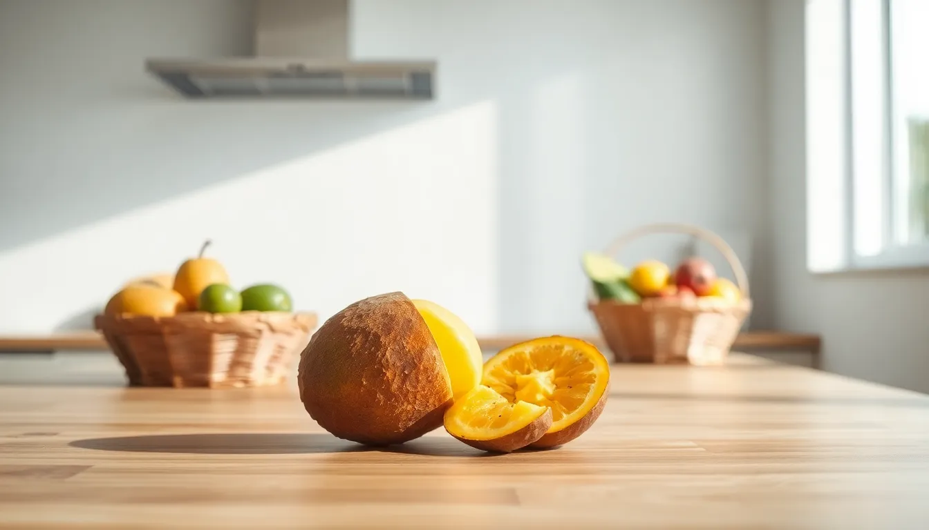 vibrant cocelacot fruit displayed in a modern kitchen.