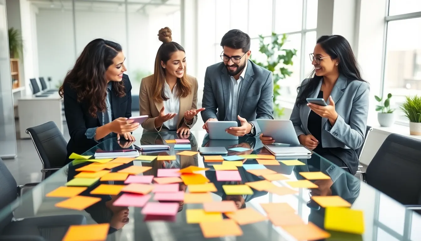 team brainstorming creative thinking techniques in a modern office.