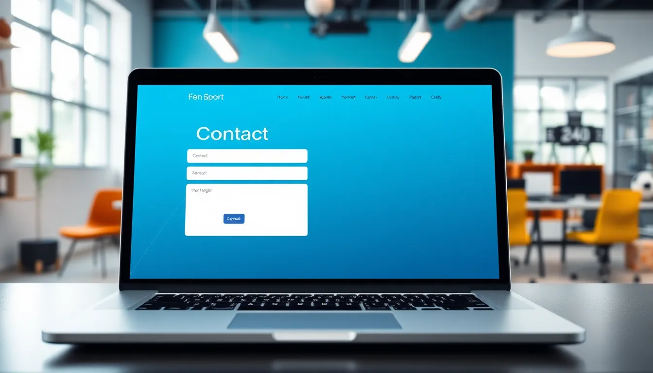 A modern contact page design for a sports brand.