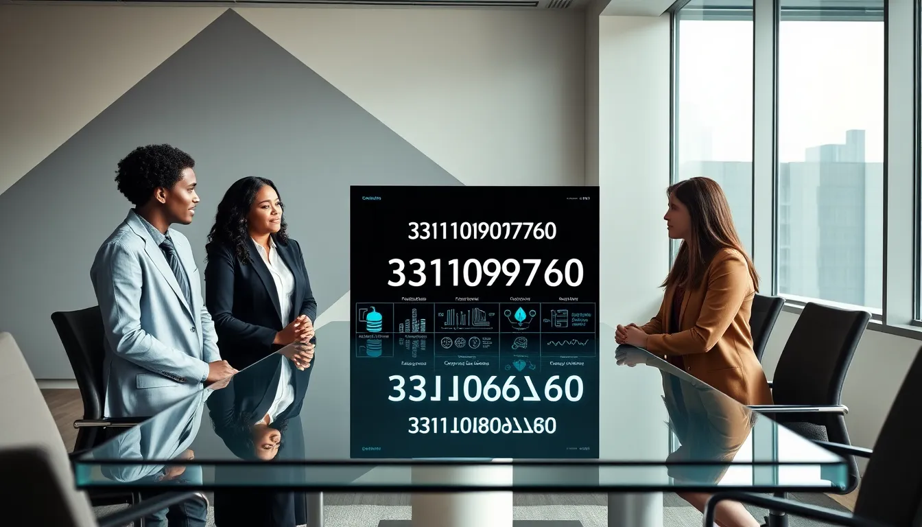 diverse team discussing product identifiers in a modern office.