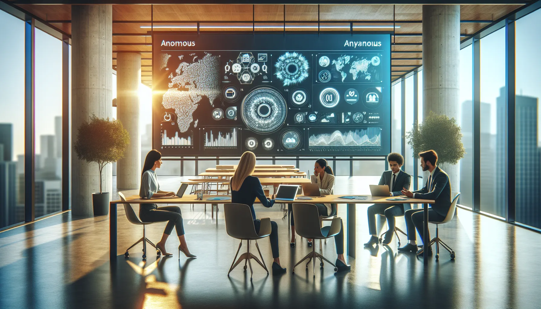 diverse team collaborating in a modern workspace using Marcotosca9.