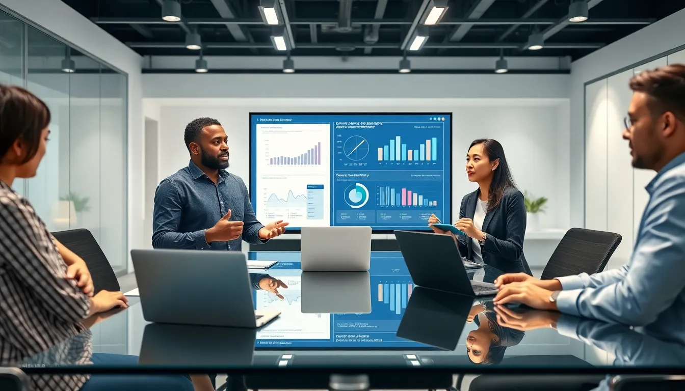 diverse team discussing software reliability in a modern office.