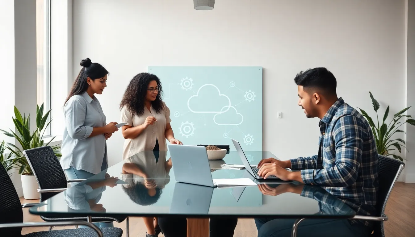 diverse IT team discussing DevOps support in a modern office.