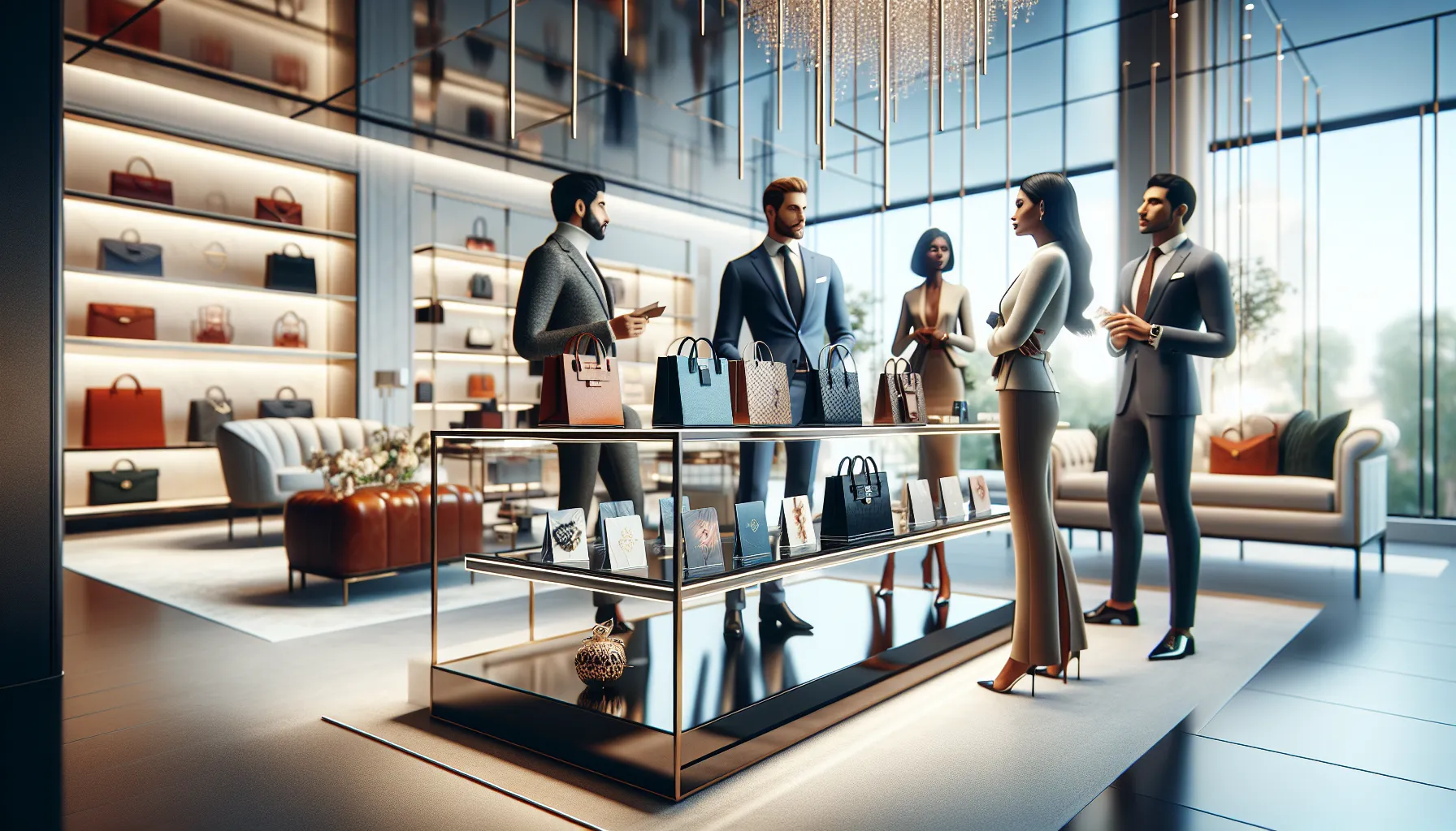 elegant Louis Vuitton gift cards displayed in a luxury boutique.