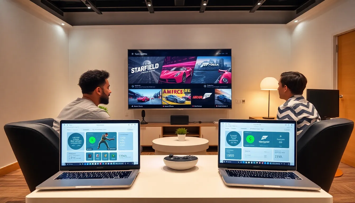 diverse professionals enjoying Xbox cloud gaming in a modern setting.