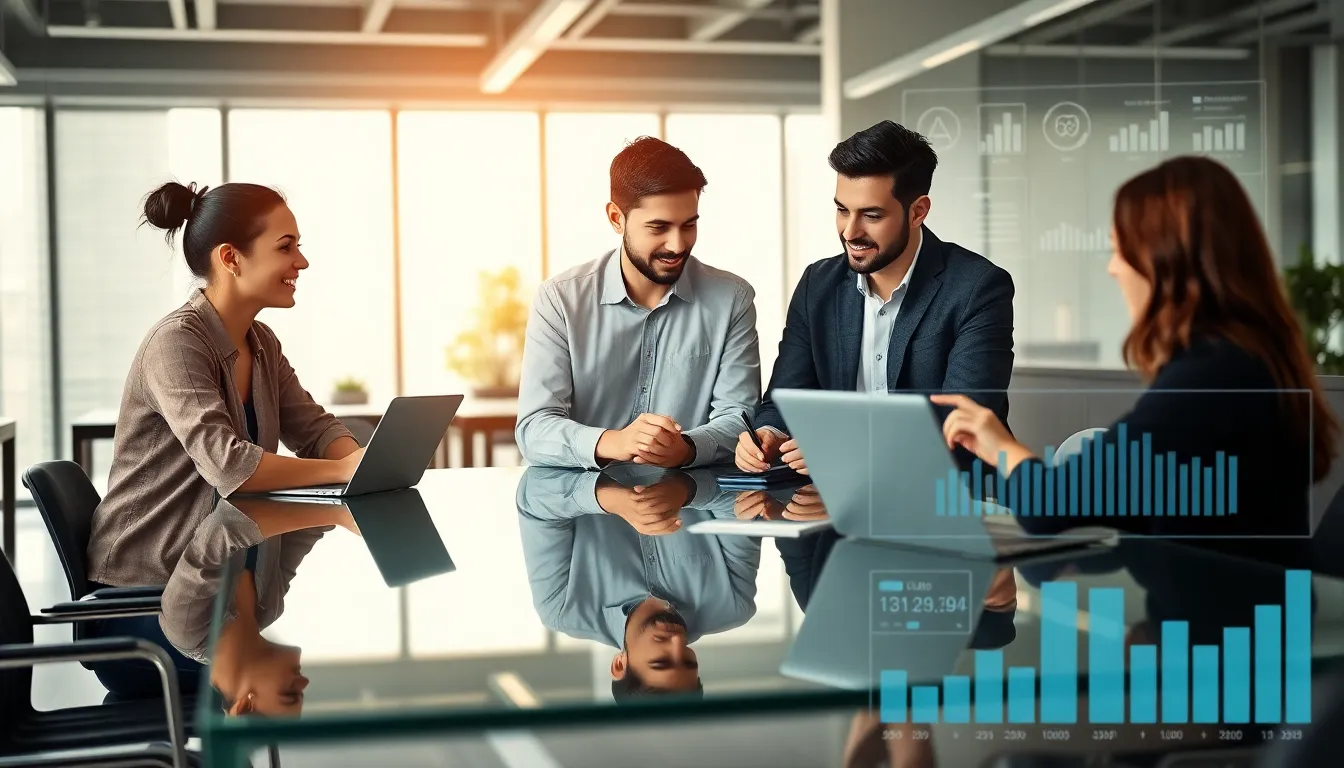 diverse team collaborating in a modern office for DevOps internship.