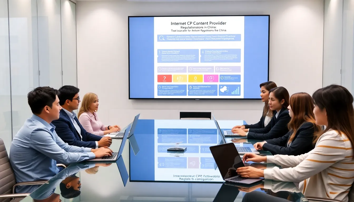 team discussing ICP product registration in a modern conference room.