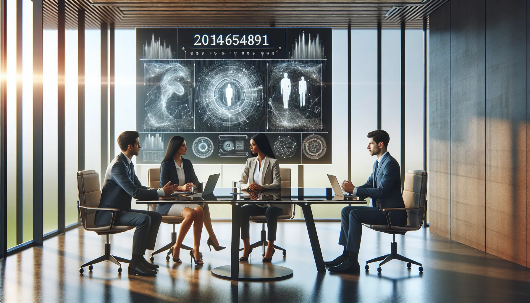 diverse team discussing the significance of a numerical identifier in a modern office.