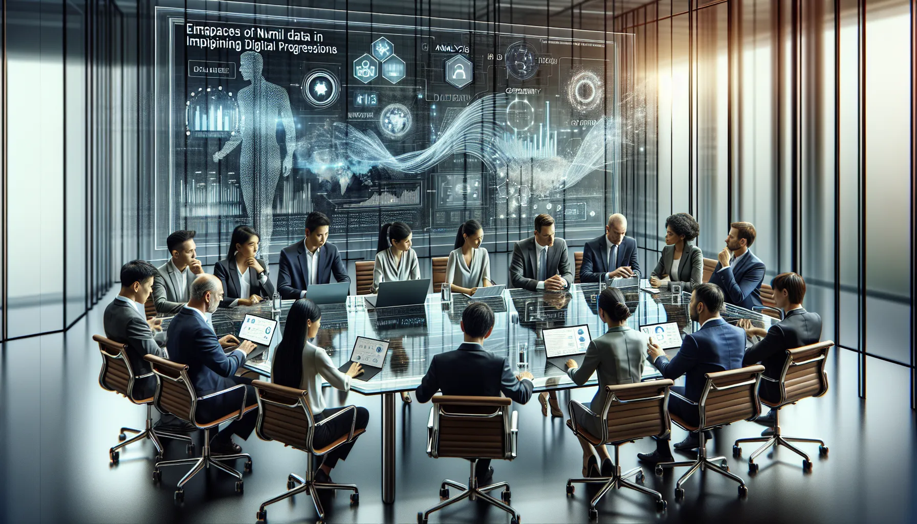 diverse team discussing data security in a modern office.