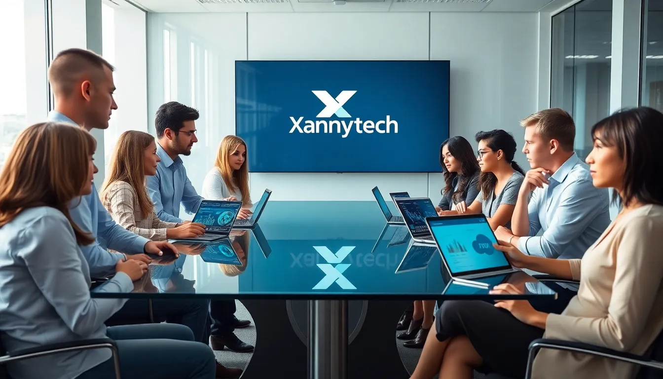 diverse team collaborating in a bright, modern office.