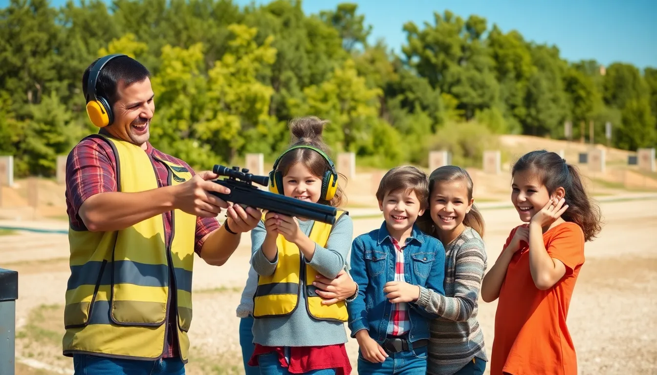 family bonding day at a shooting range.