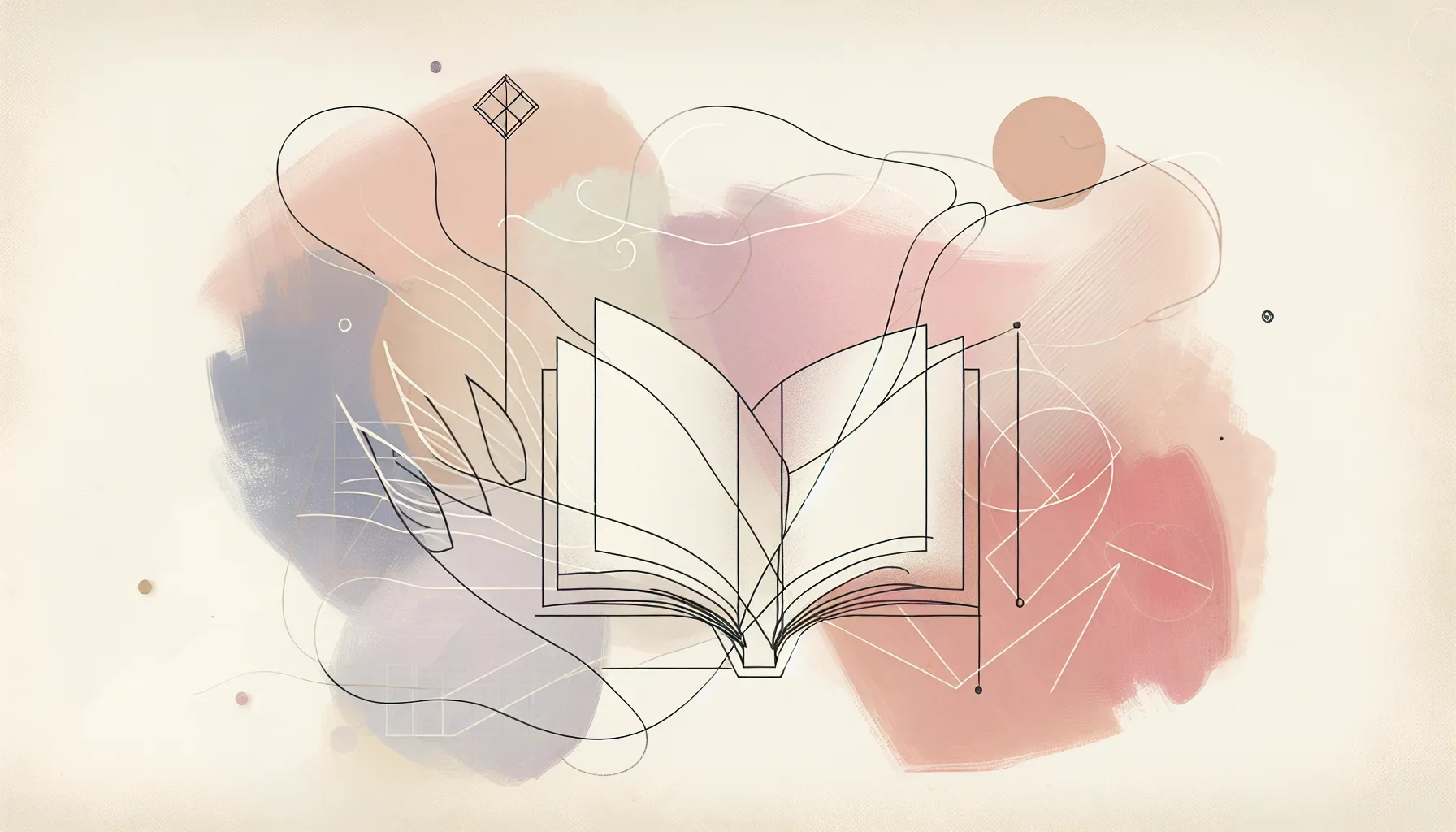 An open book with pastel watercolor brushstrokes on clean white background