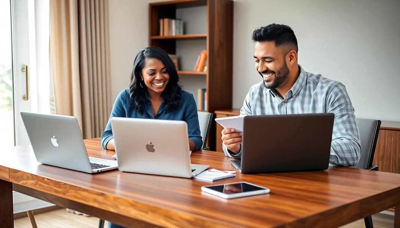 diverse co-parents collaborating in a modern office setting.