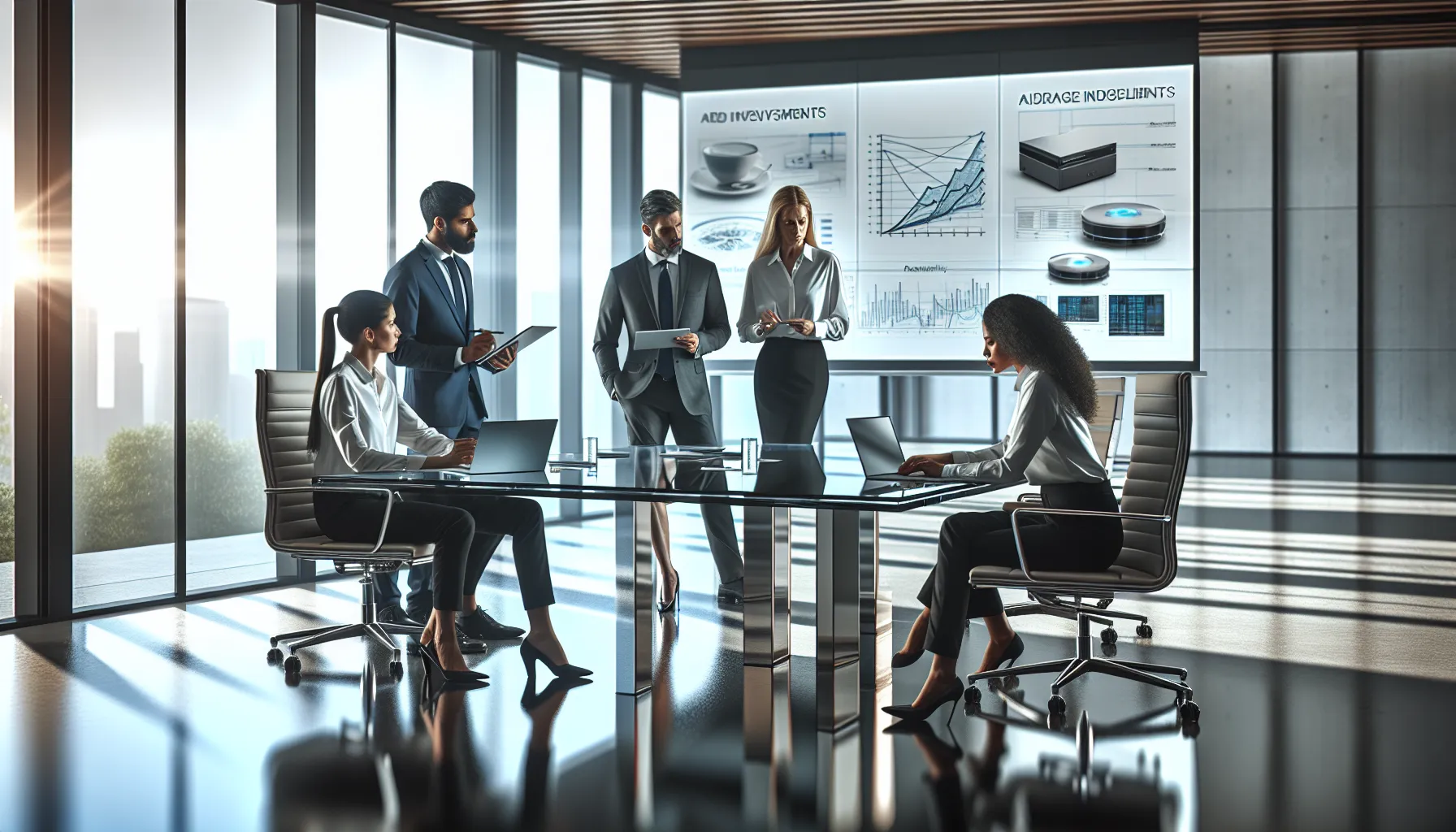 diverse team discussing technology compatibility in a modern office.