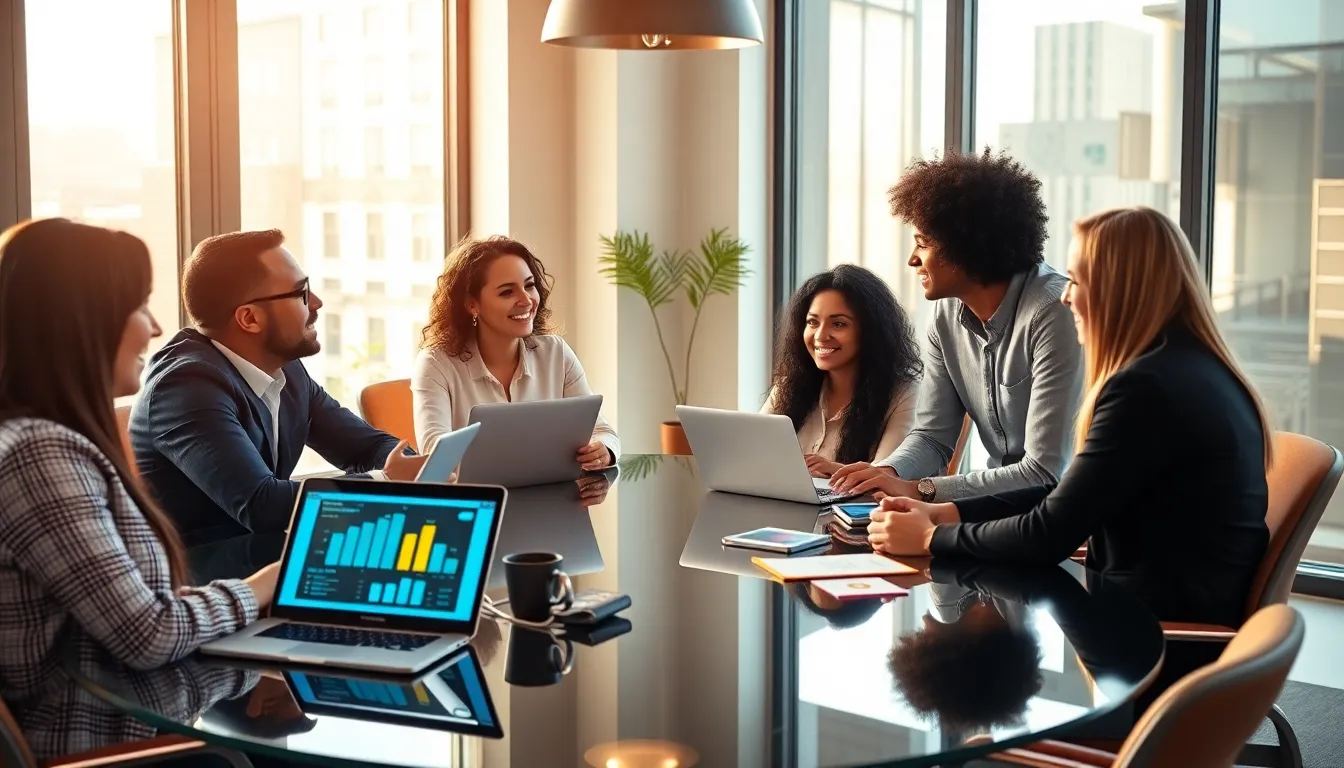 diverse marketing team brainstorming viral marketing strategies in a modern office.