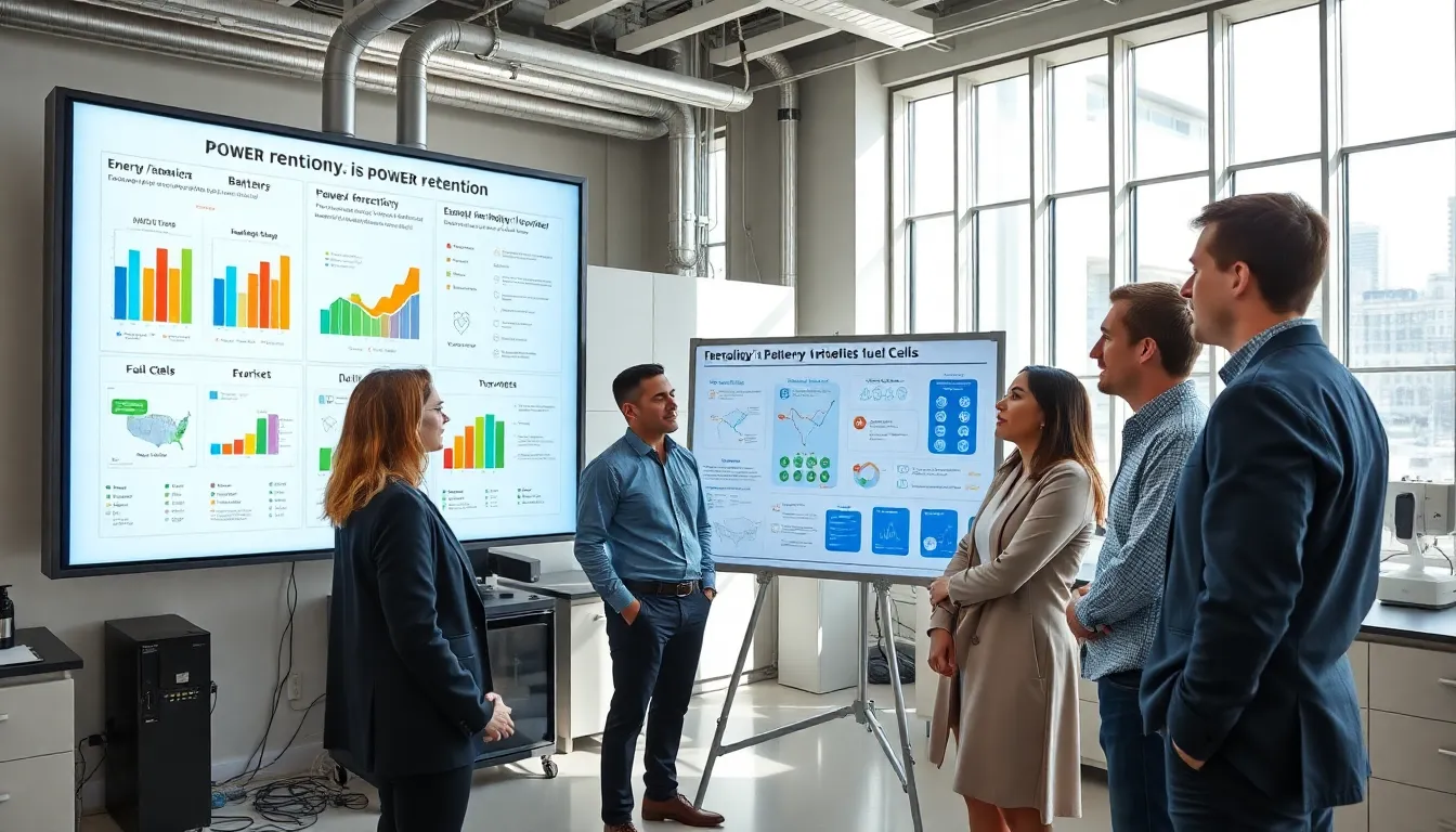 diverse team discussing power retention in a modern lab.