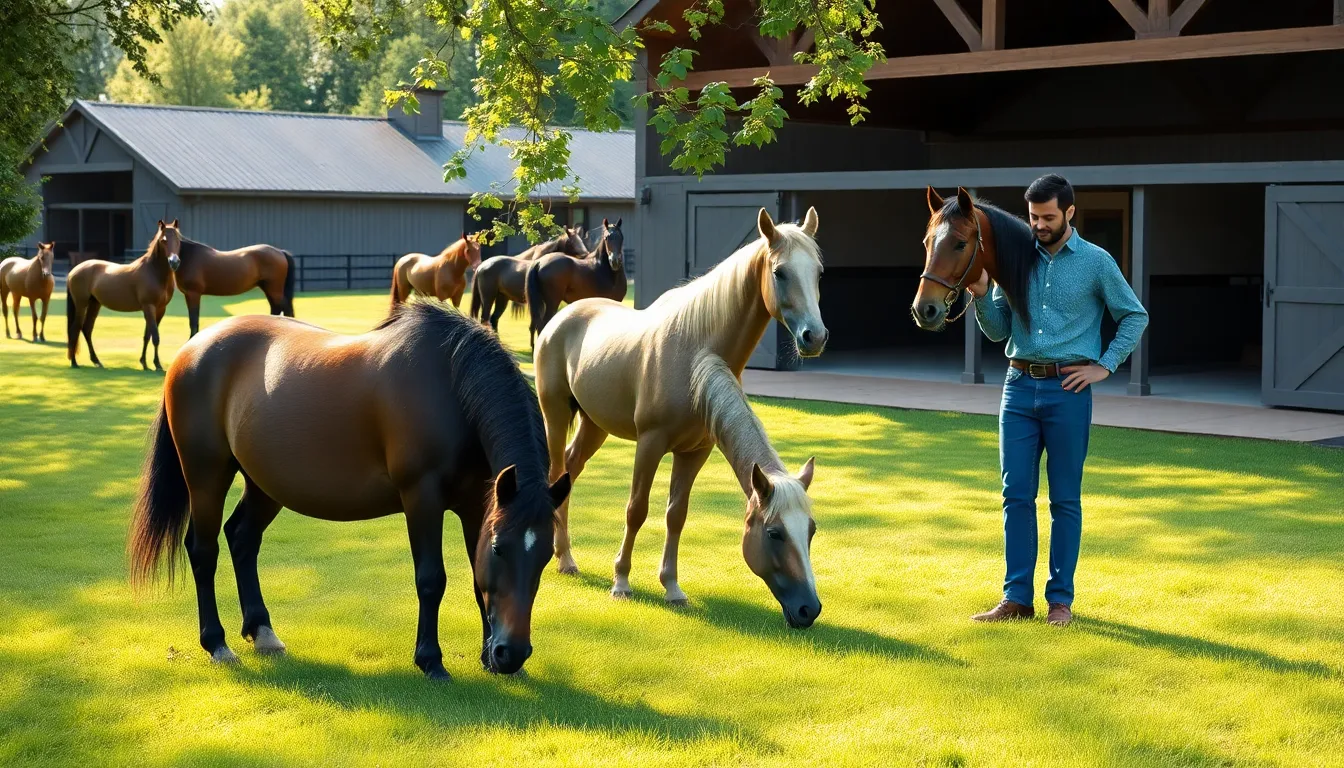 retired horses enjoying a peaceful pasture at a retirement home.