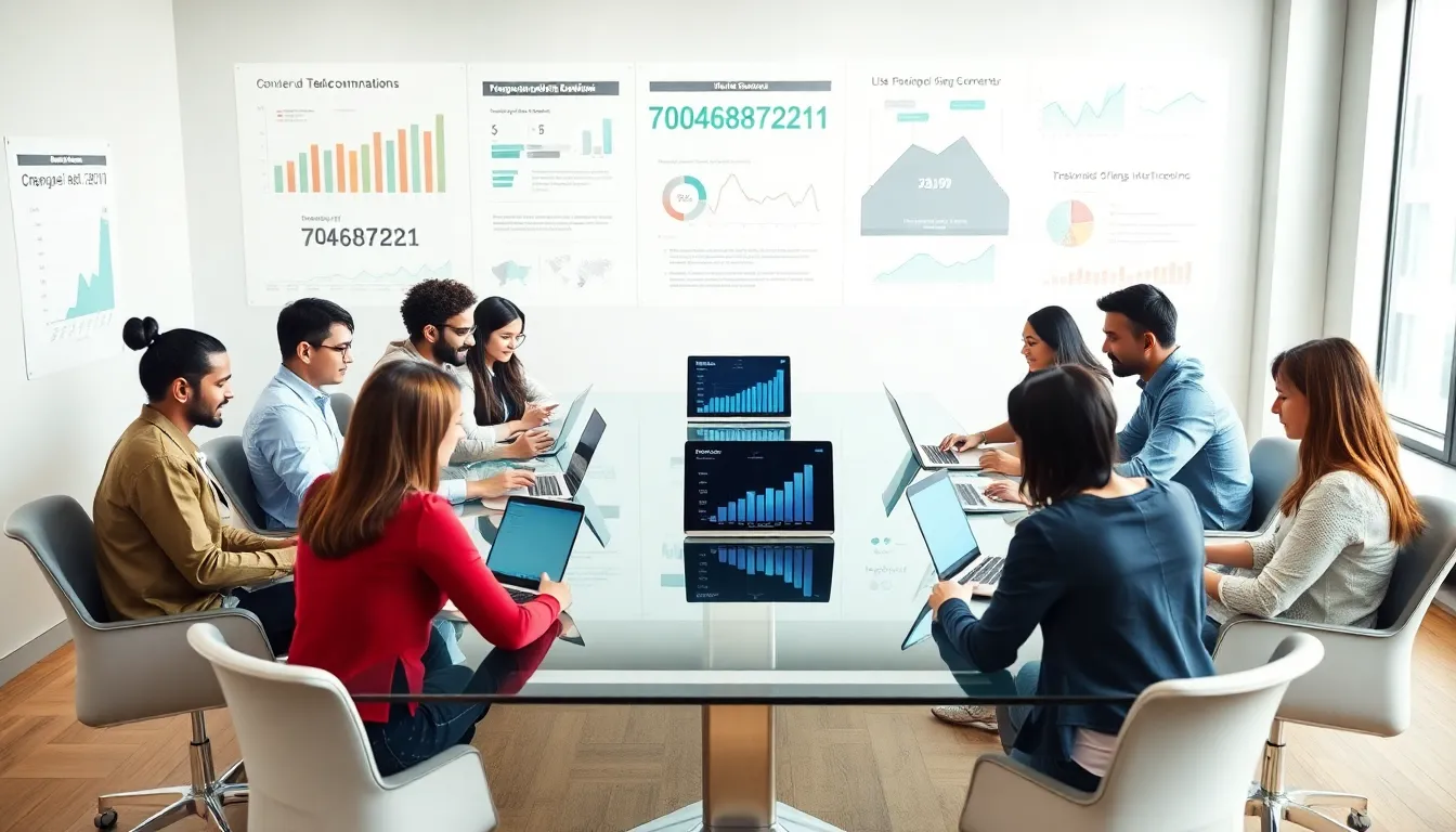 diverse professionals discussing numerical identifiers in a modern workspace.