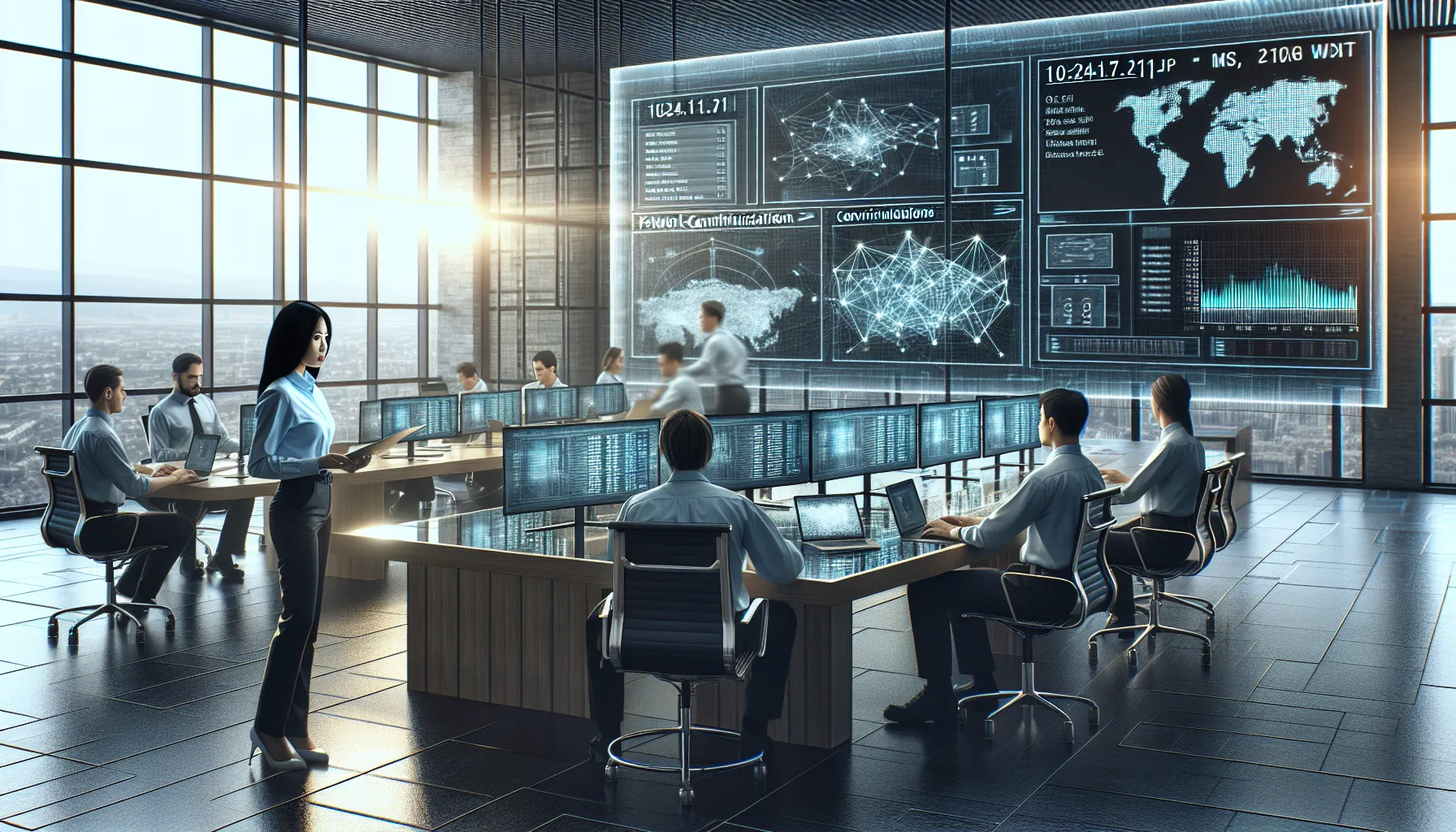 IT team troubleshooting network issues in a modern workspace.