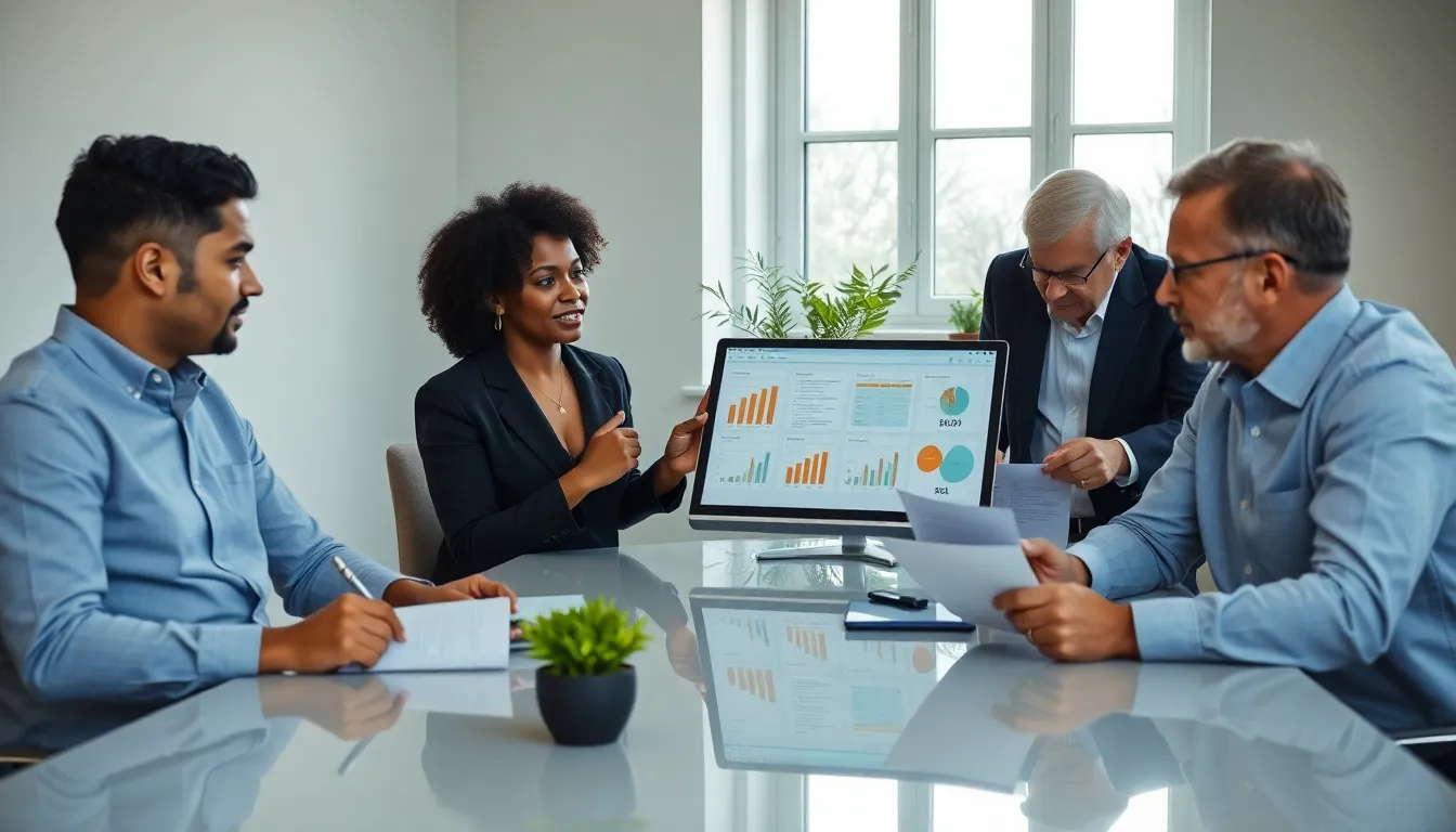 diverse team discussing property tax deductions in a modern office.