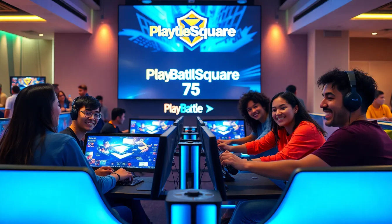 diverse group of gamers enjoying a gaming lounge experience.