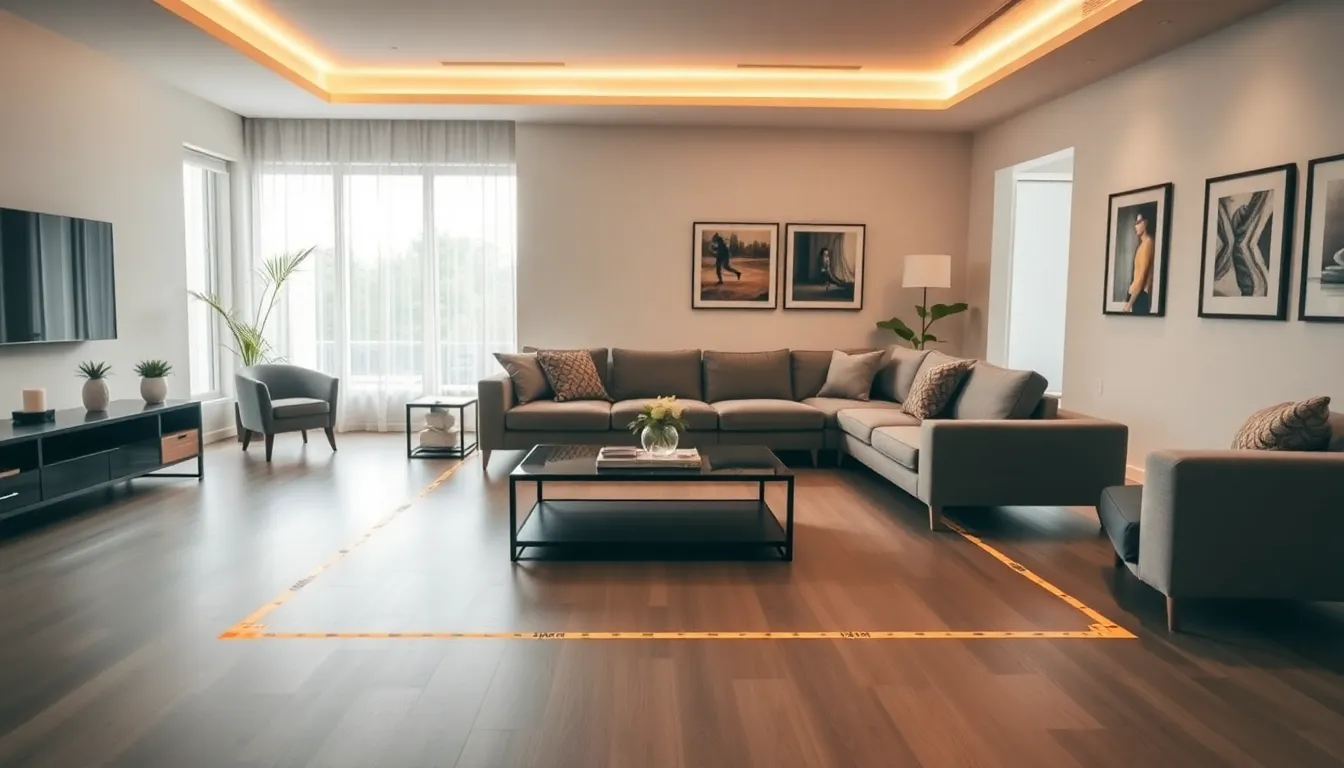 modern living room with well-placed furniture for optimal flow.