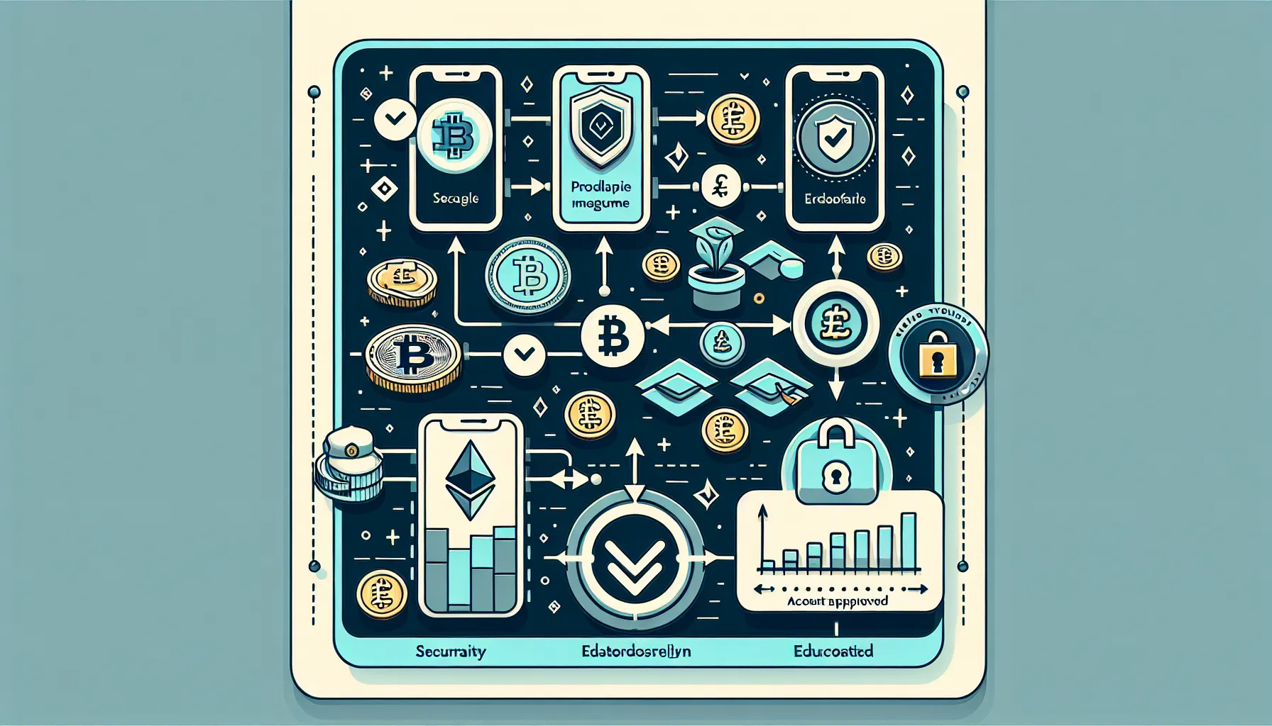 Coinbase beginner onboarding process with security, learning rewards, and quick verification stages.