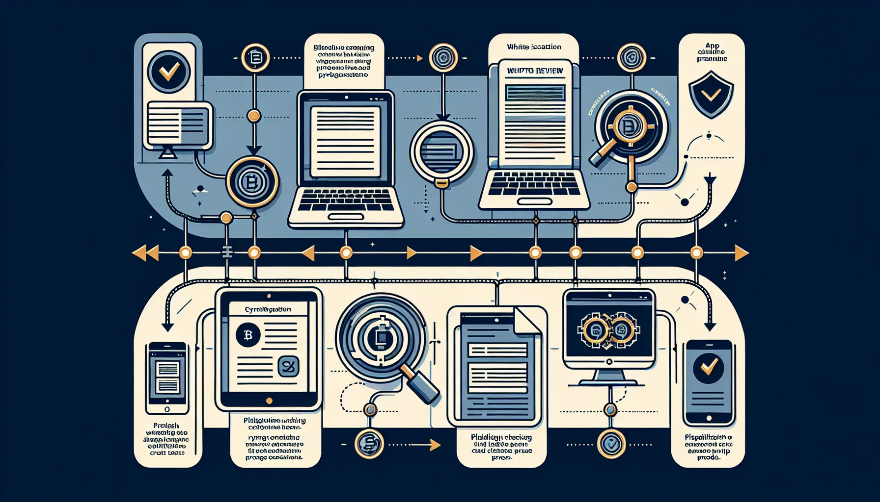 Flowchart showing four steps to evaluate cryptocurrency project websites and whitepapers quickly.