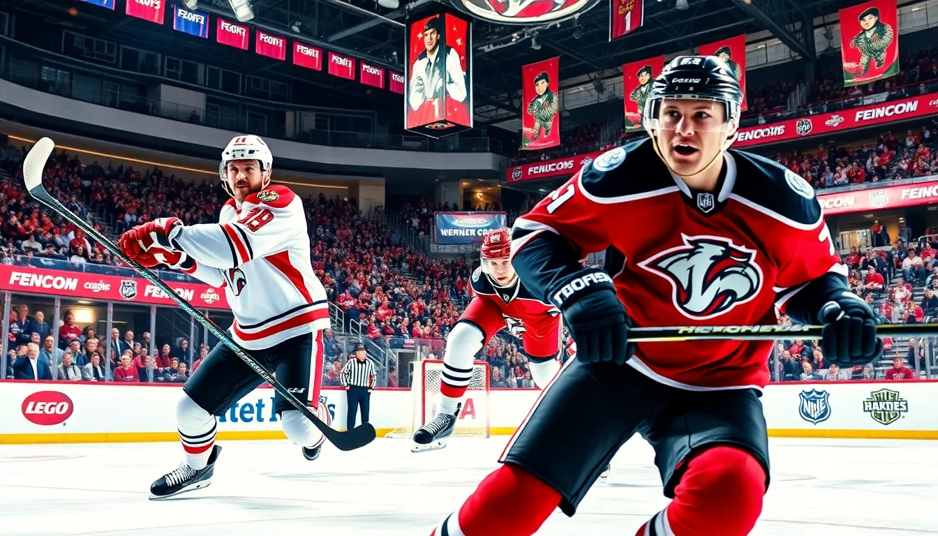 hockey players showcasing recent developments and excitement in a modern rink.