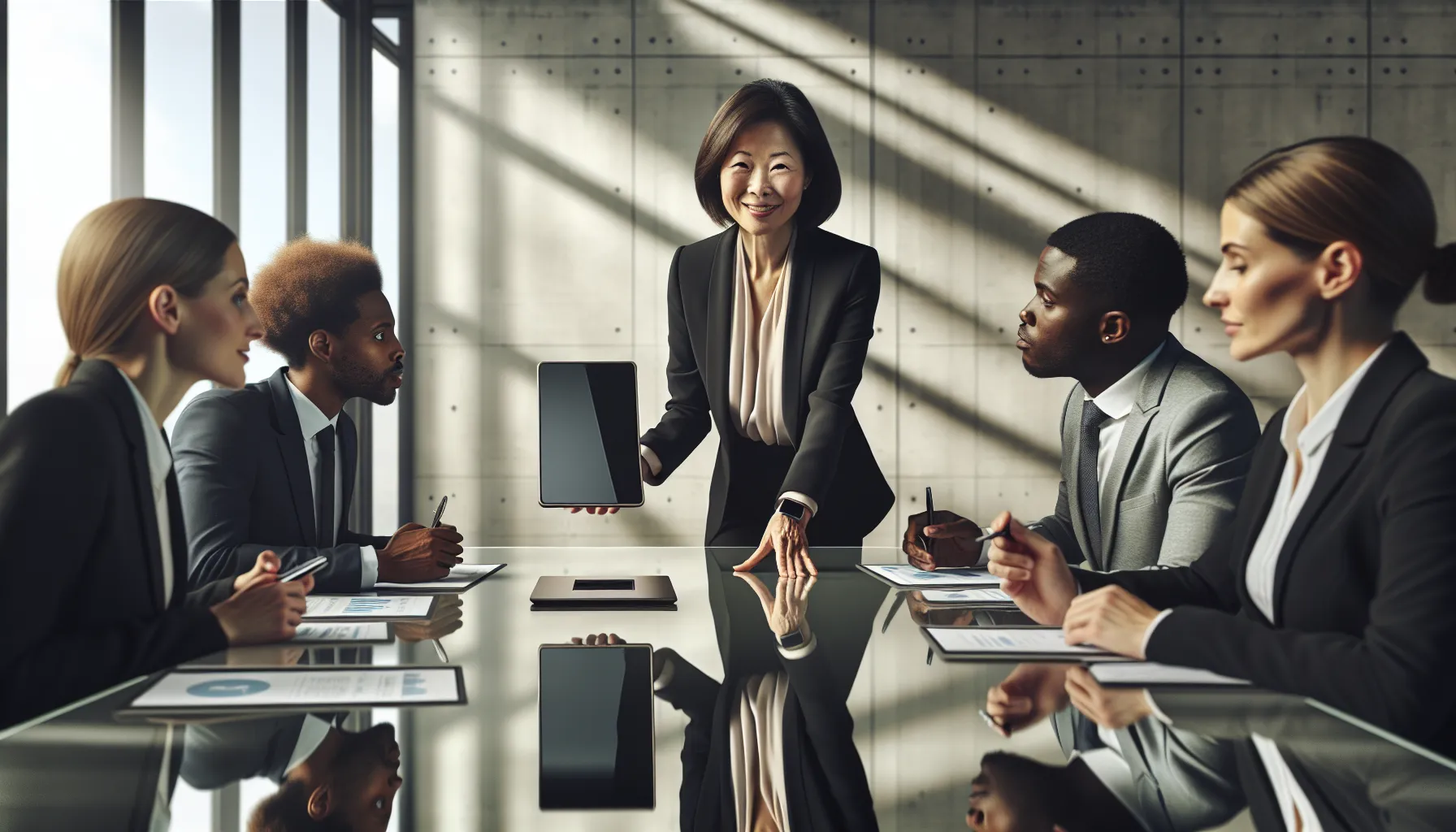 diverse team collaborating on the Punb005500 product in a modern office.