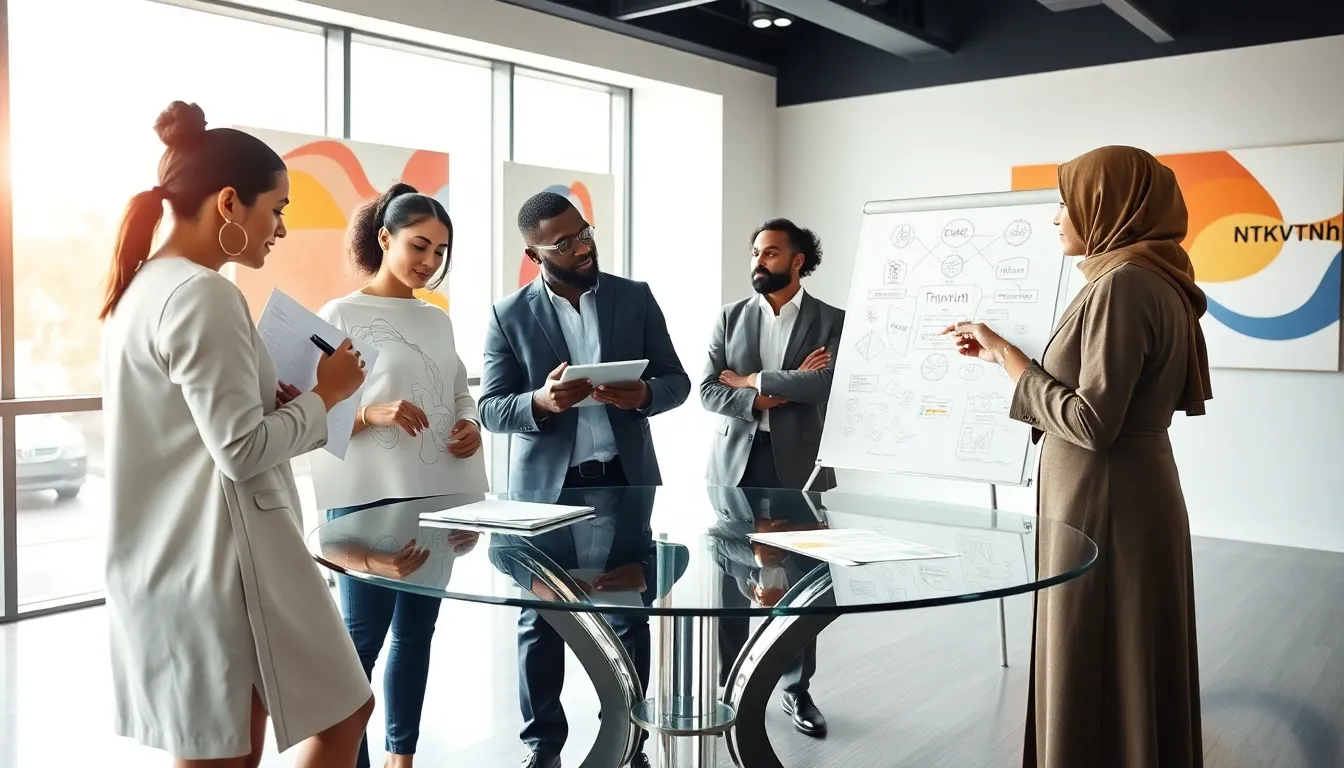 diverse professionals discussing the concept of Ntktvtnh in a modern office.