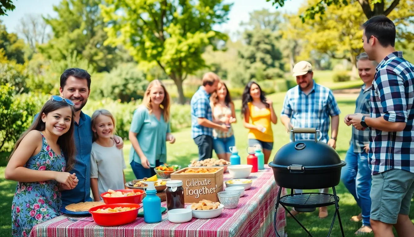 diverse group enjoying a budget-friendly outdoor event in a park.