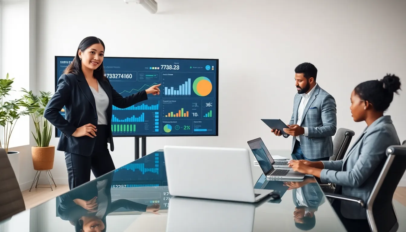 diverse team collaborating in a modern office on data organization.