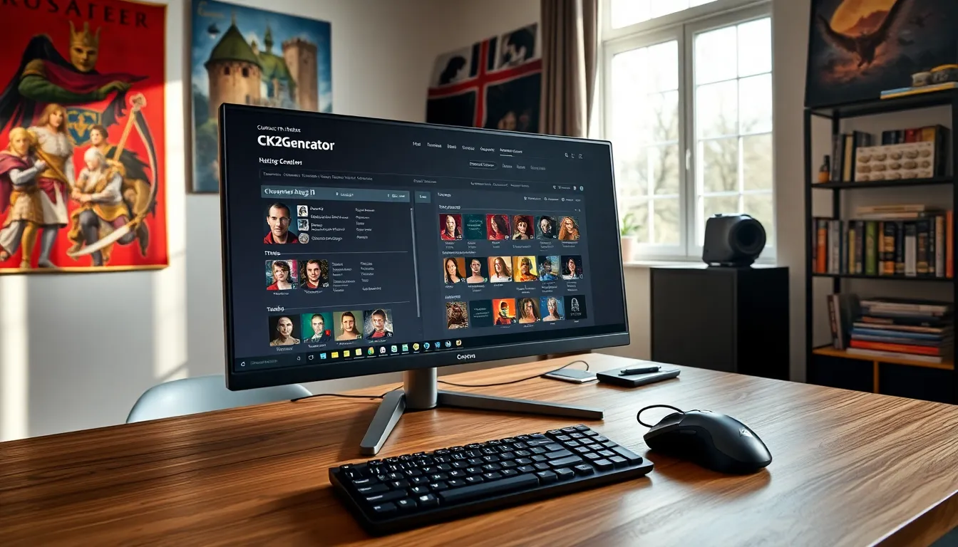 A computer display showing the CK2Generator character creation tool.
