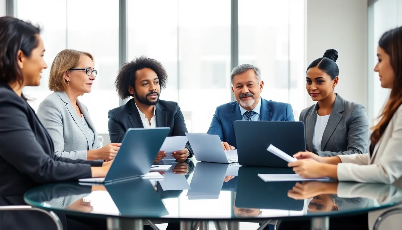 diverse team discussing life insurance for retirement planning.