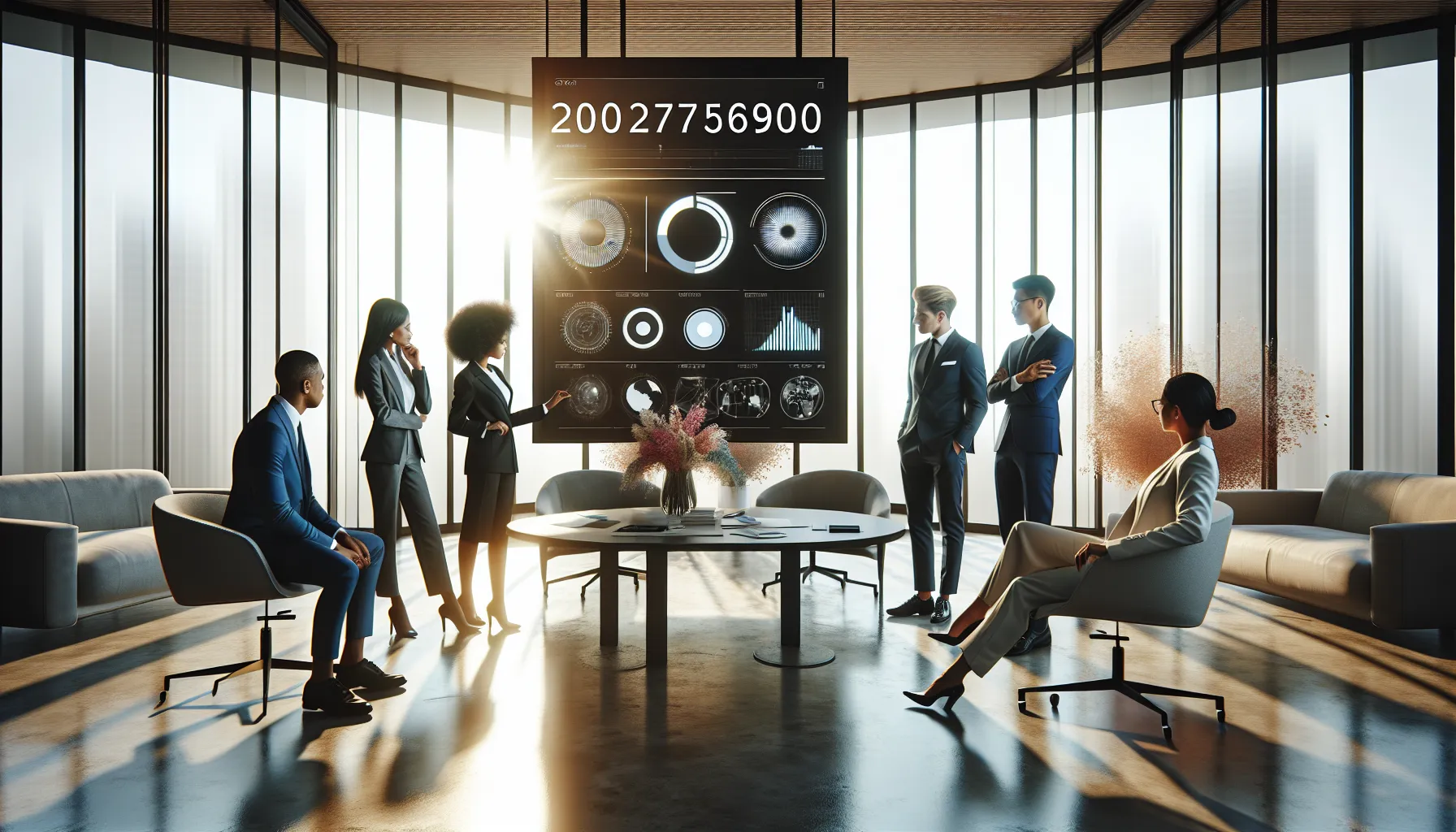 diverse team collaborating in a modern office on innovative solutions.